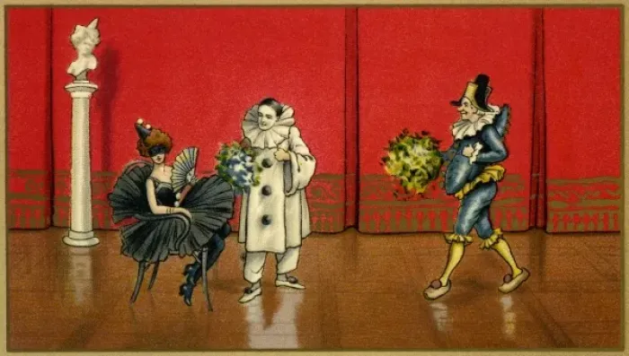 Framed Print : Two pierrots and a pierrette Framed Print : Two pierrots and a pierrette