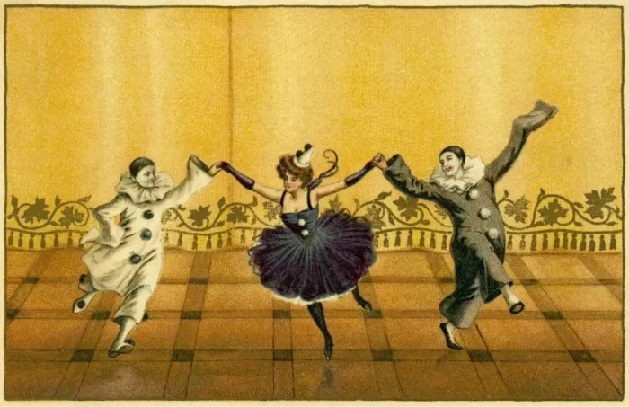 Framed Print : Two pierrots and a pierrette Framed Print : Two pierrots and a pierrette