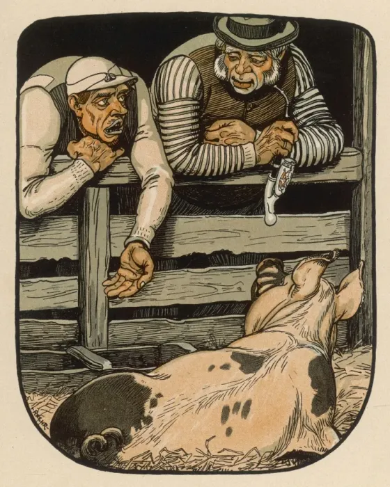 Framed Print : Pig & Two Admirers 1912 Framed Print : Pig & Two Admirers 1912