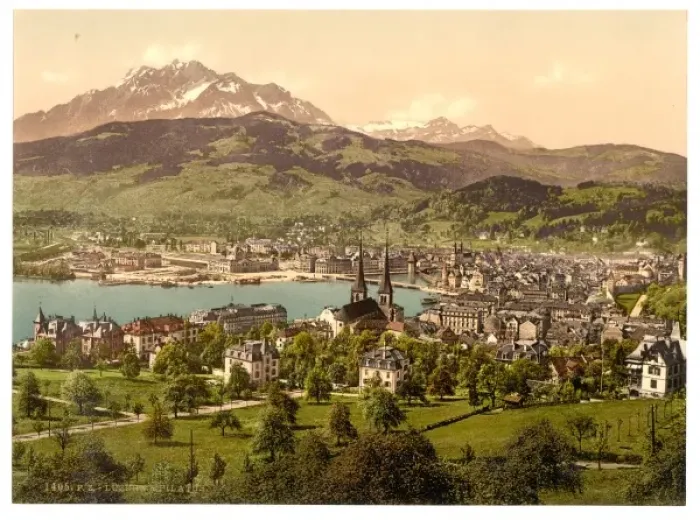 Framed Print : Pilatus and Lucerne, seen from Drei Linden, Lucerne, Switzer Framed Print : Pilatus and Lucerne, seen from Drei Linden, Lucerne, Switzer