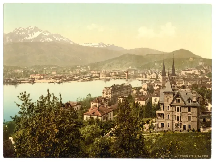 Framed Print : Pilatus and Lucerne, seen from Neuschweizerhaus, Lucerne, Sw Framed Print : Pilatus and Lucerne, seen from Neuschweizerhaus, Lucerne, Sw