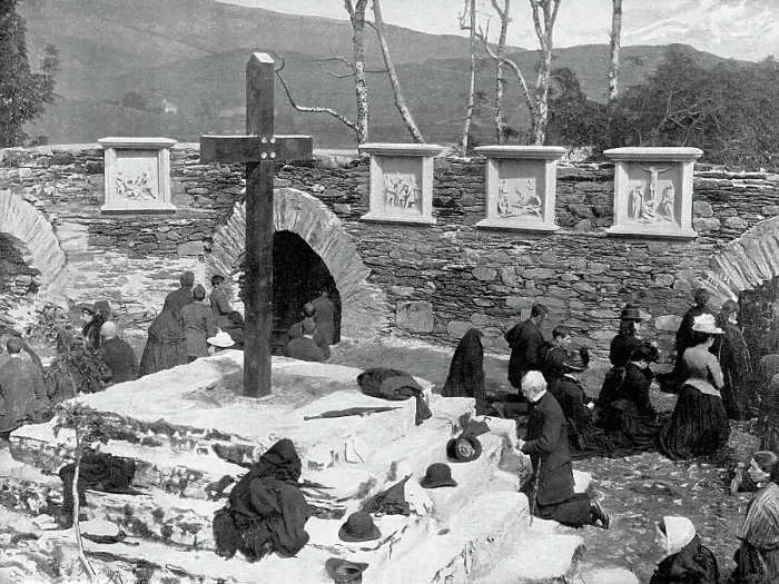 Framed Print : Pilgrims at Gougane Barra, Glengariff Ireland Framed Print : Pilgrims at Gougane Barra, Glengariff Ireland