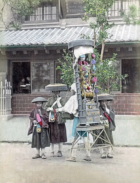 Pilgrims with a portable altar, Japan, circa 1890