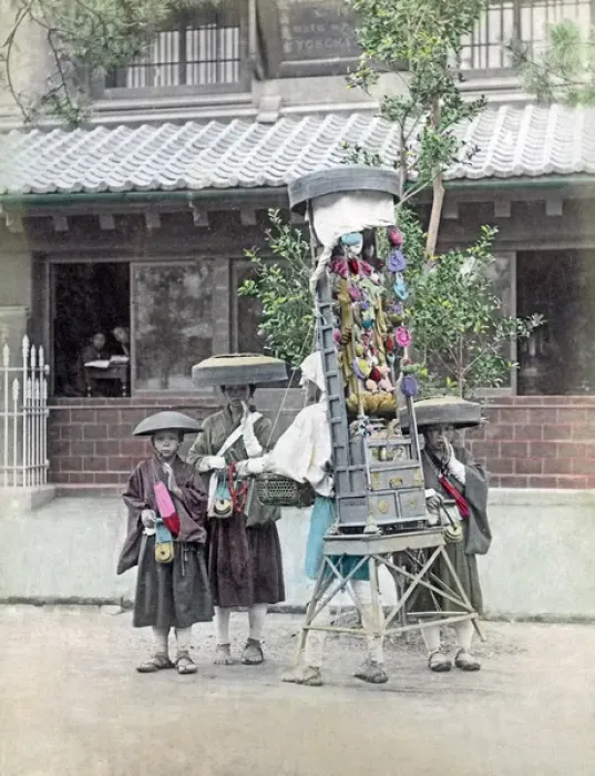 Framed Print : Pilgrims with a portable altar, Japan, circa 1890 Framed Print : Pilgrims with a portable altar, Japan, circa 1890