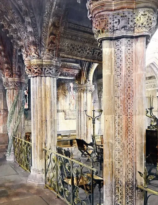 Framed Print : Pillars, Rosslyn Chapel, Scotland, Victorian period Framed Print : Pillars, Rosslyn Chapel, Scotland, Victorian period