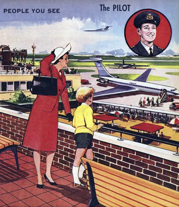 Framed Print : The Pilot. People You See, from Teddy Bear magazine, 1966. Date: 1966 Framed Print : The Pilot. People You See, from Teddy Bear magazine, 1966. Date: 1966