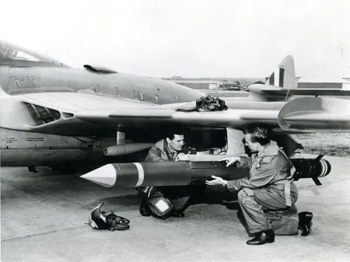 Framed Print : The pilot and navigator carry out final checks of a de ? Framed Print : The pilot and navigator carry out final checks of a de ?