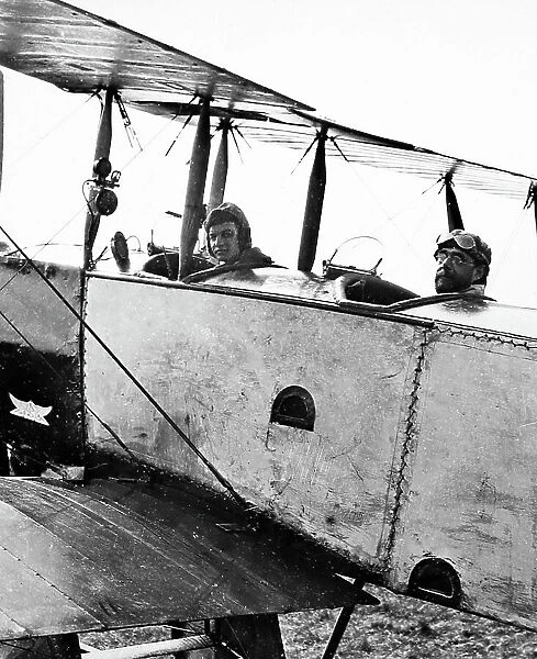 Piloting an early AVRO aeroplane, early 1900s
