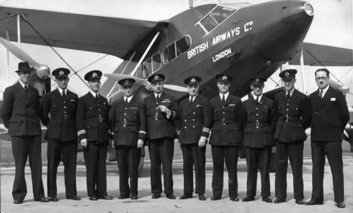 Framed Print : Pilots pose before a de Havilland DH86 Express Air Liner Framed Print : Pilots pose before a de Havilland DH86 Express Air Liner