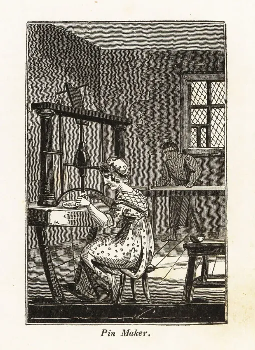 Framed Print : Pin-makers manufacturing pins in a workhouse Framed Print : Pin-makers manufacturing pins in a workhouse