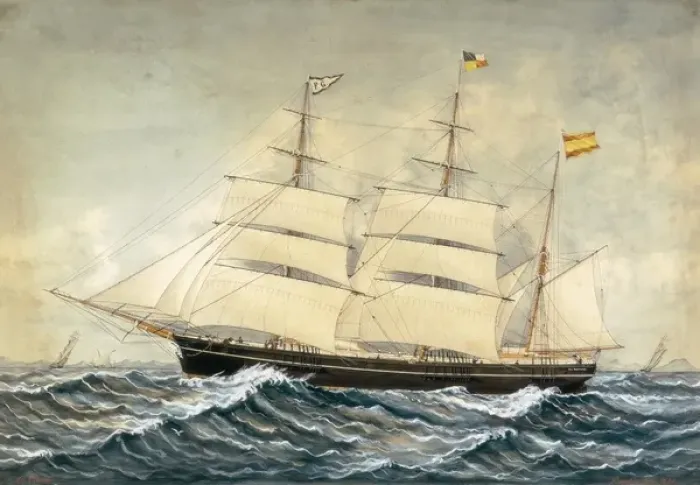 Framed Print : PINEDA, Jos頨1837 - 1907). Corvette F. G. with Framed Print : PINEDA, Jos頨1837 - 1907). Corvette F. G. with
