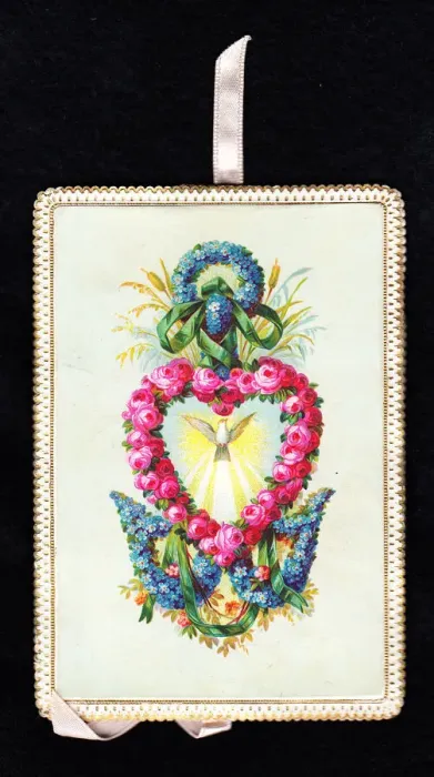 Framed Print : Pink and blue flowers with dove on a greetings card Framed Print : Pink and blue flowers with dove on a greetings card