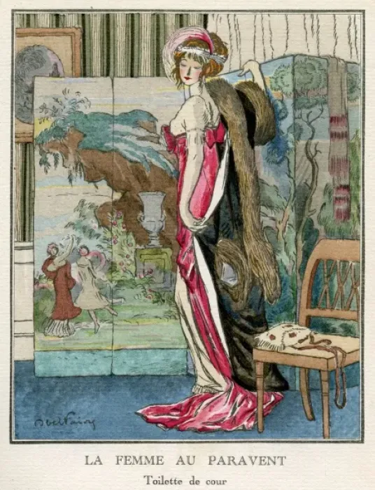 Framed Print : Pink Dress & Screen 1912 Framed Print : Pink Dress & Screen 1912
