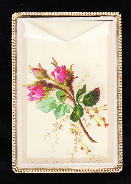 Framed Print : Pink roses on a Christmas card Framed Print : Pink roses on a Christmas card