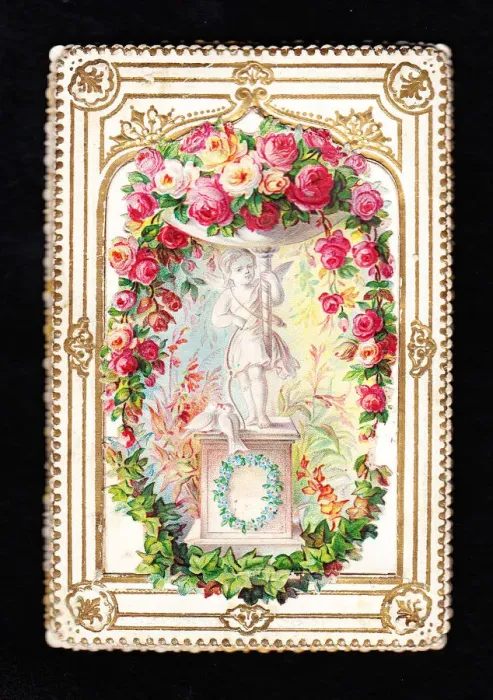 Framed Print : Pink roses on an ornate greetings card Framed Print : Pink roses on an ornate greetings card