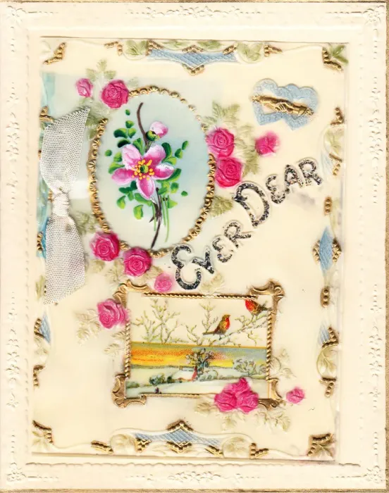 Framed Print : Pink roses and robins on a greetings card Framed Print : Pink roses and robins on a greetings card