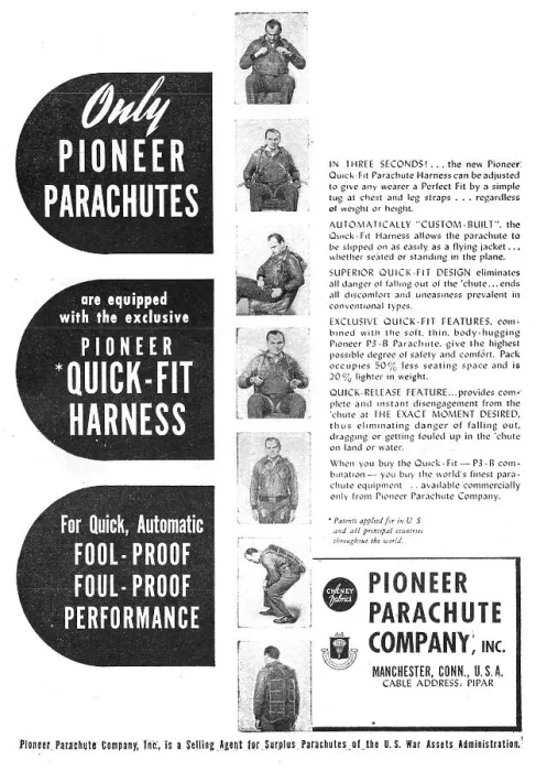 Framed Print : Pioneer Parachutes 1947 Framed Print : Pioneer Parachutes 1947