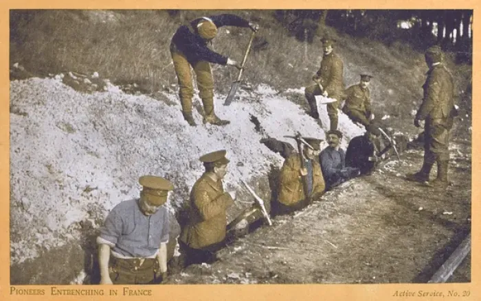 Framed Print : Pioneer Regiment entrenching in France - WWI Framed Print : Pioneer Regiment entrenching in France - WWI