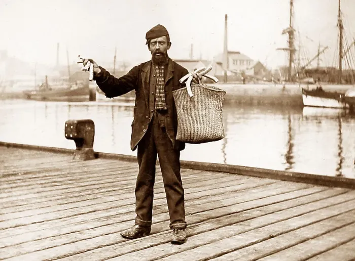 Framed Print : Pipe tin lid seller Framed Print : Pipe tin lid seller