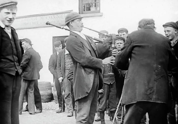 Framed Print : Piper, May Fair, Ballyclare, Ireland in 1883 Framed Print : Piper, May Fair, Ballyclare, Ireland in 1883