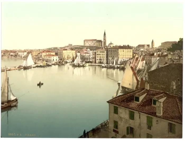 Framed Print : Pirano, general view, Istria, Austro-Hungary Framed Print : Pirano, general view, Istria, Austro-Hungary