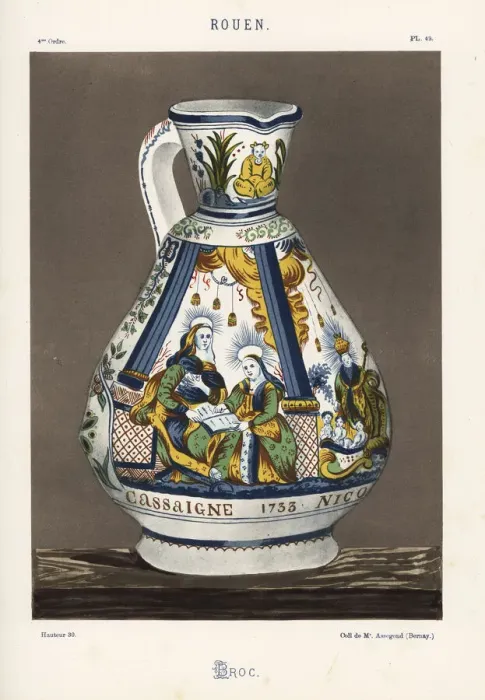Framed Print : Pitcher or ewer from Rouen, France, early 18th century Framed Print : Pitcher or ewer from Rouen, France, early 18th century
