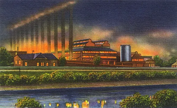 1937 Steel Mill Print of Pittsburgh, Pennsylvania. Art Prints