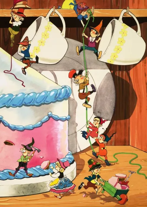 Framed Print : Pixies mining a sponge cake Framed Print : Pixies mining a sponge cake