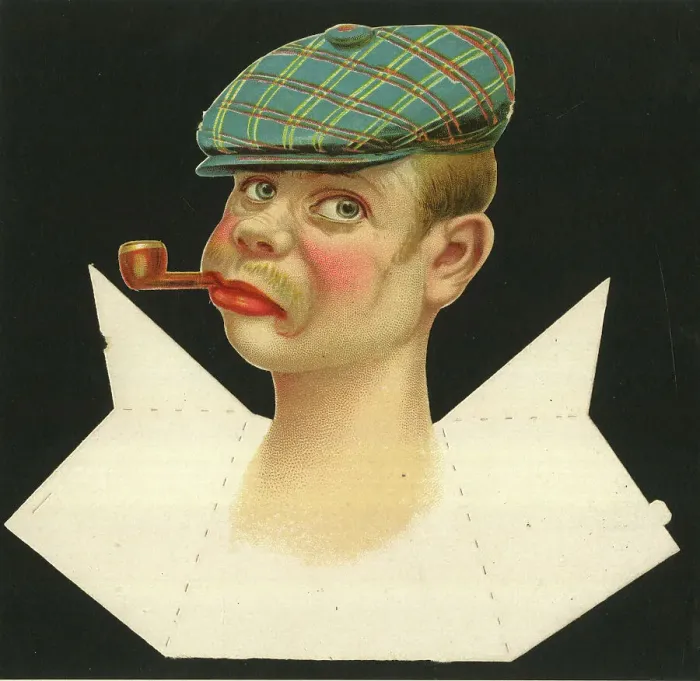 Framed Print : Place card, man with flat cap and pipe Framed Print : Place card, man with flat cap and pipe