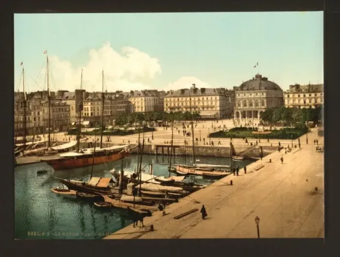 Framed Print : The Place Gambetta and docks, Havre, France