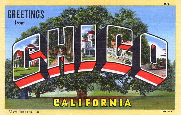 Place Name Large Letter Card - Chico, California