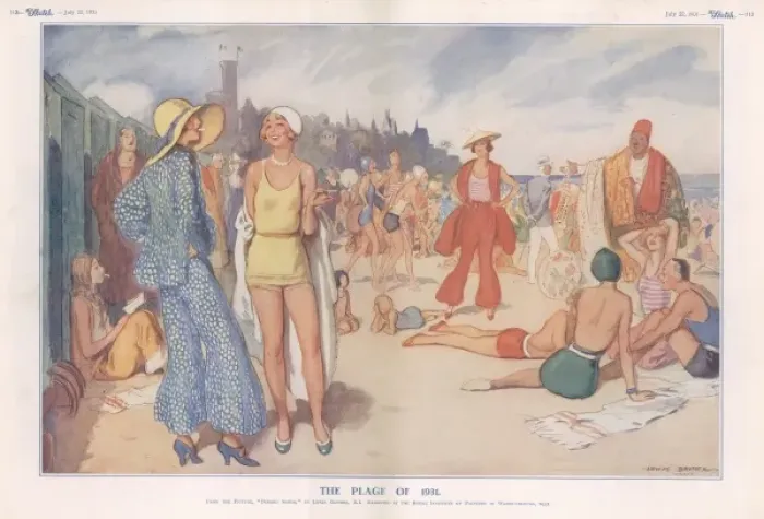 Framed Print : The Plage of 1931 by Lewis Baumer Framed Print : The Plage of 1931 by Lewis Baumer