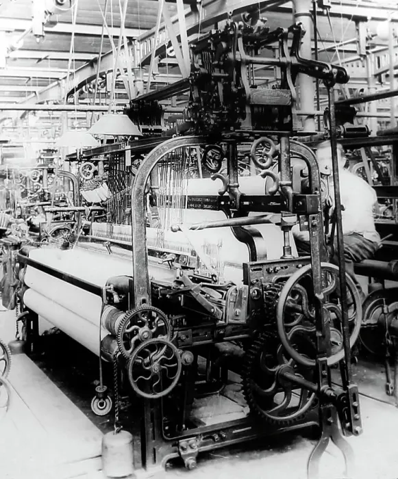 Framed Print : Plain coating loom in a woollen mill in Bradford Framed Print : Plain coating loom in a woollen mill in Bradford