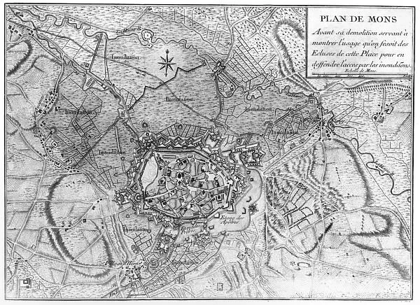 Plan of 18th centurary Mons, Belgium