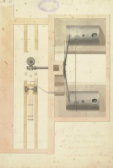 Framed Print : Plan of the engine taken above the working beam Framed Print : Plan of the engine taken above the working beam