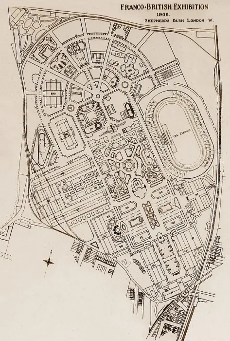 Framed Print : Plan of Franco British White City Exhibition in Framed Print : Plan of Franco British White City Exhibition in
