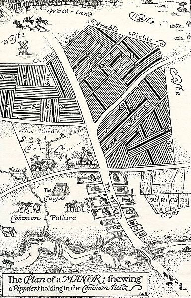 Plan of a manor house and common fields