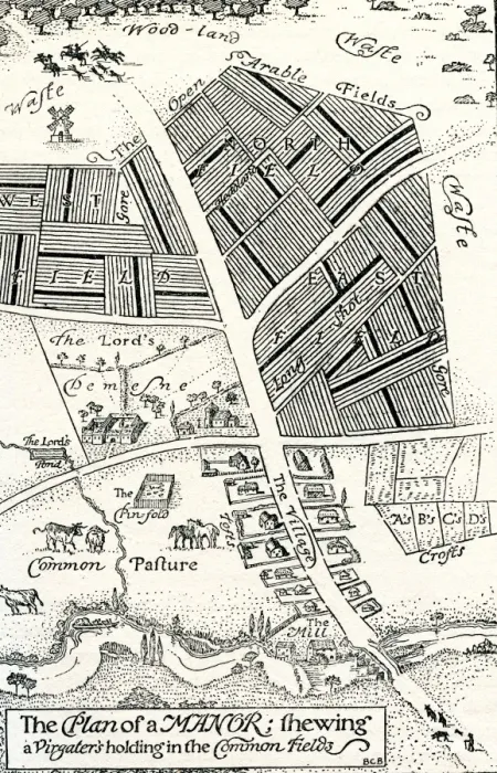 Framed Print : Plan of a manor house and common fields Framed Print : Plan of a manor house and common fields