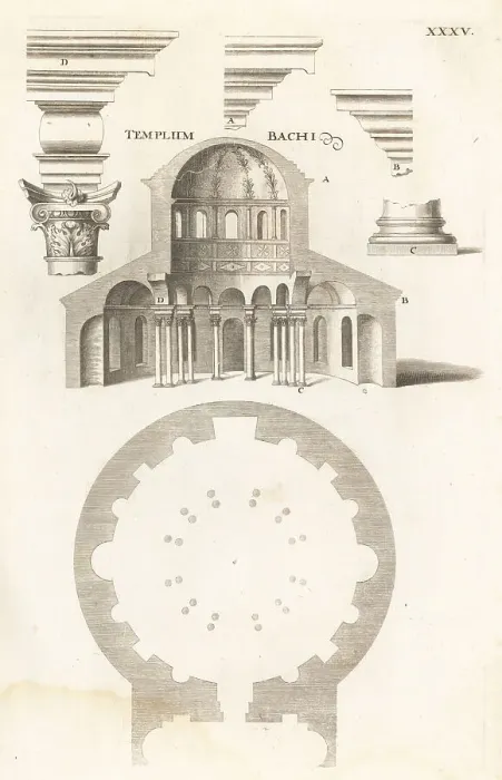 Framed Print : Plan and section of the dome of the Santa Costanza, Rome Framed Print : Plan and section of the dome of the Santa Costanza, Rome