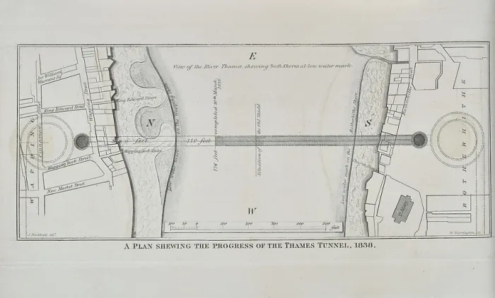 Framed Print : Plan shewing the progress of the Thames Tunnel, 1836 Framed Print : Plan shewing the progress of the Thames Tunnel, 1836