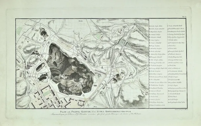 Framed Print : Plan of Stora Grufna coppermine, Sweden Framed Print : Plan of Stora Grufna coppermine, Sweden