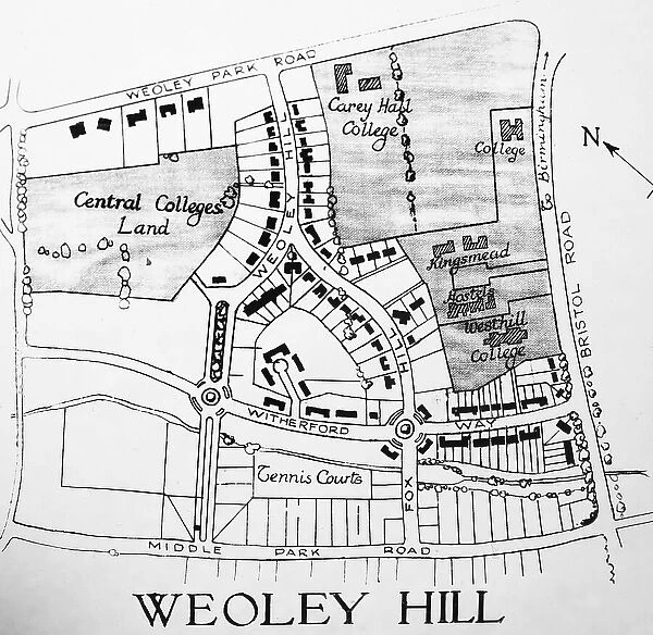 Plan of Weoley Hill, Bournville village