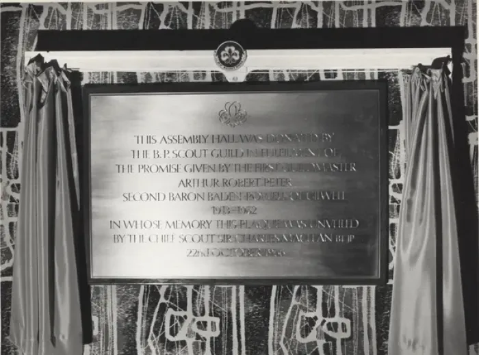 Framed Print : Plaque in Assembly Hall, Baden Powell House, London Framed Print : Plaque in Assembly Hall, Baden Powell House, London