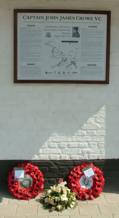 Framed Print : Plaque to Captain J J Crowe VC, Nieuwkerke Hospice Framed Print : Plaque to Captain J J Crowe VC, Nieuwkerke Hospice
