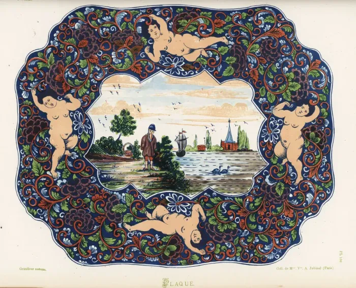 Framed Print : Plaque from Delft, Netherlands, 18th century Framed Print : Plaque from Delft, Netherlands, 18th century