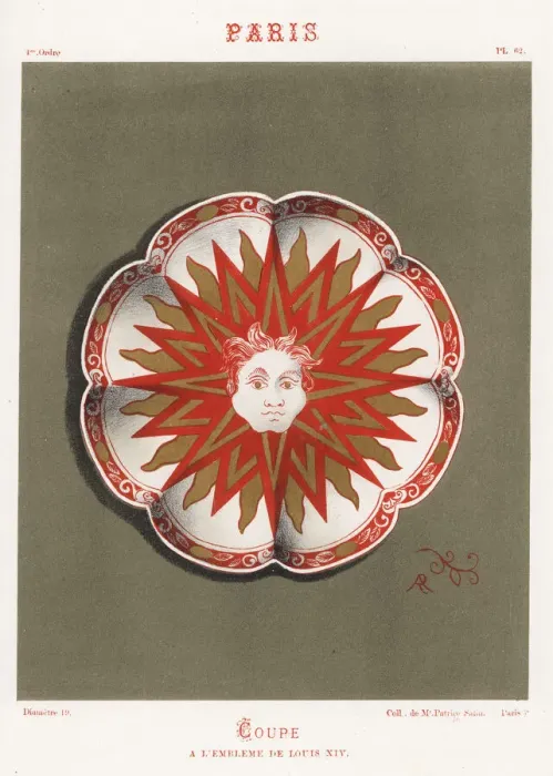 Framed Print : Plate with emblem of Louis XIV, the Sun King Framed Print : Plate with emblem of Louis XIV, the Sun King