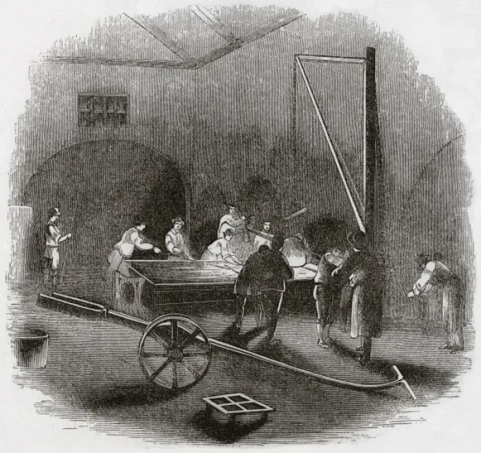 Framed Print : Plate Glass Casting at Cooksons Glass Works, South Shields Framed Print : Plate Glass Casting at Cooksons Glass Works, South Shields