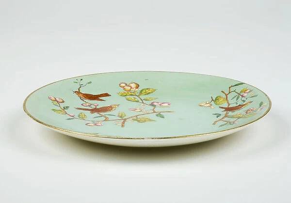 Plate made from glazed hard-paste porcelain, decorated with a transfer-printed