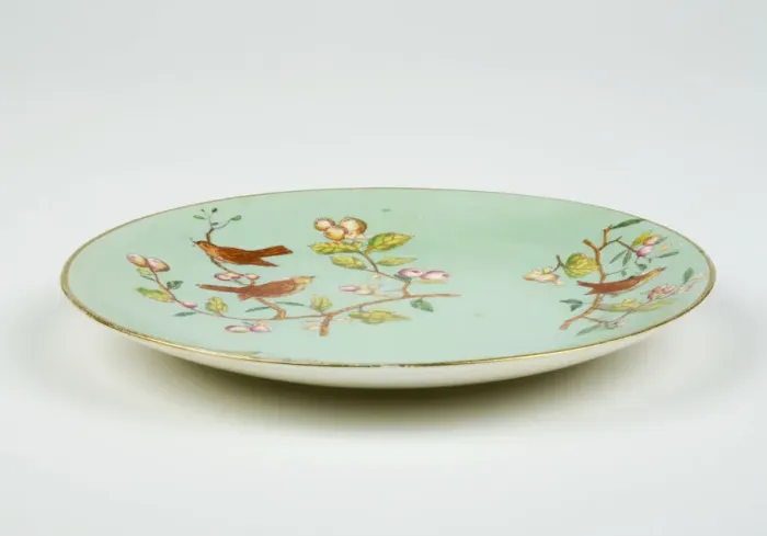 Framed Print : Plate made from glazed hard-paste porcelain, decorated with a transfer-printed Framed Print : Plate made from glazed hard-paste porcelain, decorated with a transfer-printed
