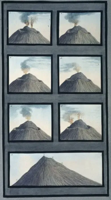 Framed Print : Plate II: Seven views of Vesuvius Framed Print : Plate II: Seven views of Vesuvius